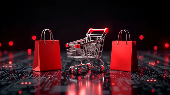 Сумки для покупок и корзина в красном свете для кейса Shopee по pop-рекламе